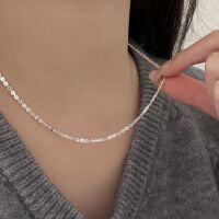 wholesale S925 Sterling Silver Wantaolian Flash Flake Plain Chain Necklace for Women, New Versatile Universal Collarbone Chain-Sterling silver