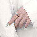 wholesale S925 Sterling Silver Korean Dongdaemun Ins Style Geometric Interlocking Circle English Elegant Open Adjustable Ring-0-2