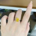 wholesale S925 Sterling Silver Yellow Diamond Ring Suitable for Banquets, Ice Flower Cut High Carbon Diamond Engagement Ring, Wedding Ring, Cross-Border Wholesale for Europe and America-0-1