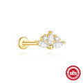 wholesale S925 Sterling Silver Marquise Geometric Diamond Flat Threaded Cartilage Ear Bone Stud-0-11