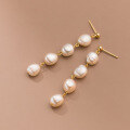wholesale S925 Sterling Silver Baroque Pearl Tassel Earrings, Ins Style Design, Light Luxury Earrings for Women, M03398-0-3