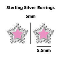 wholesale Metal: S925 Sterling Silver Cute Star Ear Studs For Women, High-end Sense, Sweet, Ins Style, Popular Luxury Sterling Silver Earrings, Adorable-Pink star sterling silver earrings