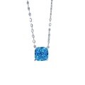wholesale Sterling Silver European and American Minimalist 2ct Cushion 7*7 Ice-Cut High-Carbon Diamond Pendant Necklace 40+5cm-0-4
