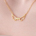 wholesale S925 Sterling Silver Live Korean New Design Women's Necklace with Heart Wings and Zircon Inlaid Exquisite Pendant-0-0