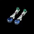 wholesale 925 Silver Gold-Plated Earrings with High-Carbon Diamond Royal Blue Teardrop Art Deco Geometric Exquisite Jewelry for Women-0-3