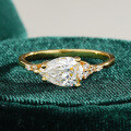 18K Gold Plated S925 Silver Moissanite Pear-shaped Halo Ring-0-0