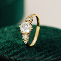 S925 Sterling Silver Moissanite French Luxury Design Women's Cross-Border Ring-0-1