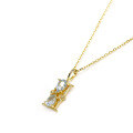 wholesale S925 sterling silver summer new Japanese fashion natural sky blue topaz pendant necklace wholesale-0-4