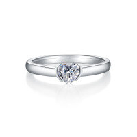 wholesale S925 Sterling Silver Small Fresh Heart-Shaped Moissanite Ring for Women Cross-Border 05ct Diamond Ring Love Heart Ring-Heart 0.5ct Moissanite Ring  US Size 7