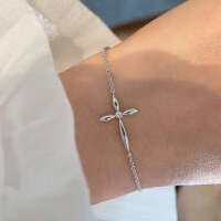 wholesale S925 sterling silver full-body cross 3D stylish bracelet versatile fashion daily chain lightweight luxury minimalist-BS0243-Platinum>925 Silver