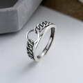 wholesale S925 Sterling Silver Geometric Double-Layer Tank Chain Twist Ring for Women, Ins Internet Celebrity, European and American Fashion-0-0