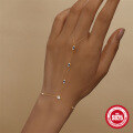 wholesale S925 Sterling Silver Diamond-Accented Women's Ring Chain Love Evil Eye Bracelet for Layered Stacking-0-0
