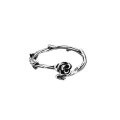 wholesale 925 Silver Korean Retro Vintage Rose Flower Ring Minimalist Design Ins Band-0-4