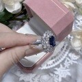 S925 Sterling Silver 8*10mm Oval Sapphire Luxury Ring for Women-0-0