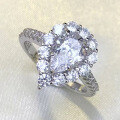 wholesale S925 Sterling Silver New 6*9mm Pear-shaped Teardrop Ring for Women, Fully Set with Diamonds, Fashionable and Versatile, Hot Seller in Europe and America-0-2