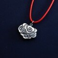 wholesale Pure silver ethnic antique-style auspicious cloud Ruyi lock pendant handcrafted DIY keychain ornament car hanging accessory-0-2