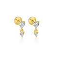 wholesale S925 Sterling Silver Irregular Zircon Star Earrings, Round Small Niche Design。-0-25