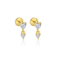 wholesale S925 Sterling Silver Irregular Zircon Star Earrings, Round Small Niche Design。-E4721-Gold/Pair 925 Silver