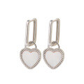 wholesale 925 Sterling Silver Heart-shaped Mother-of-Pearl Earrings for Women, Small and Chic Design, Ear Climbers, Retro High-end Elegant Ear Accessories-0-4