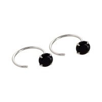 wholesale 925 Sterling Silver K Gold Plated Zircon Four-prong Hook Round Ear Hook Korean Fashion Light Luxury Women's Small Earrings-4m black zirconium plated with platinum outer diameter 8m