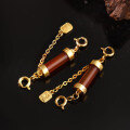 wholesale S925 sterling silver plated with 24K gold inlaid with dzi bead double-eared agate southern red water wave barrel bead DIY jewelry accessories-0-3