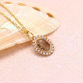 wholesale 925 silver gold-plated autumn new tea crystal set retro Japanese limited necklace pendant for women-0-2