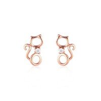 wholesale 18K Rose Gold Plated Diamond Women's Earrings, 14K White Gold Earrings, 9K Gold Moissanite Earrings-Rose Gold 9K-Moissanite