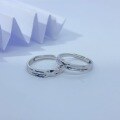 wholesale Geometric sterling silver couple's rings, a niche design open-ended pair, understated luxury gift for boyfriend or girlfriend on holidays-0-5