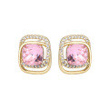 wholesale Metal, Sterling Silver 925 Retro Square Double-Layer Rhinestone Earrings Ins-0-4