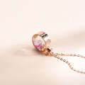 wholesale S925 Sterling Silver Alloy Rose Gold Plated Perfume Bottle Pendant Necklace with Multicolor Crystal for Women-0-3