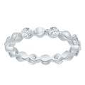 S925 Sterling Silver Moissanite Round Bead Row Ring, Minimalist Stackable-0-3