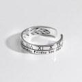 wholesale S925 Sterling Silver Nalan Twelve Hours Roman Numeral Week Letter Open Ring Jewelry J5967-0-3
