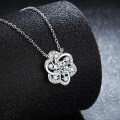 S925 Sterling Silver Moissanite Lace-Trimmed Hollow Pendant Fully-Set Floral Collarbone Necklace-0-0
