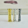 wholesale 925 Sterling Silver Six-Character Mantra Cylinder Bead Buddhist Bead Jade Stone Bracelet Braided Cord Straight Curved Tube DIY Accessories Retro Style-0-6