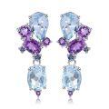 wholesale S925 Silver Luxury Designer Gemstone Earrings for Banquets with High-End Feel, Natural Topaz Earrings-0-4