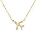 wholesale S925 sterling silver cross-border women's necklace with a premium small airplane pendant featuring zirconia inlay design, a luxurious and elegant collarbone chain-0-6