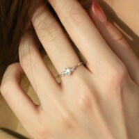 Sterling Silver Moissanite Starry Ring 1 Carat Adjustable-50-point [Zircon Eight Hearts and Eight Arrows]  Adjustable opening