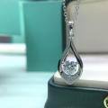 wholesale S925 Sterling Silver Moissanite Hollow-Out Teardrop Pendant Women's Necklace, Luxury Elegant Style, Factory Direct Sales with Drop Shipping-0-0