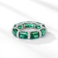 wholesale S925 Gold-Plated Sterling Silver with High-Carbon Cultivated Emerald Green Stone, Trendy and Unique Ring-0-1