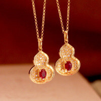 wholesale S925 sterling silver minimalist and versatile pendant necklace with an original gourd design, exuding understated luxury and fashion-BX0219-Gold>925 Silver