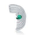 wholesale S925 Sterling Silver New 5*7 Pear-Shaped Simulated Emerald Ring with Luxury Cross-Border Setting-0-4