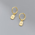 wholesale S925 Sterling Silver Geometric Square Plate Octagram Diamond Stud Earrings Ins Style Elegant Design Earrings M03512-0-4