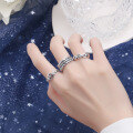wholesale S925 Metal Star Chain Smiley Adjustable Ring Korean Style Ins Vintage Personality for Women-0-3