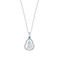 Sterling Silver Full-Zircon White Chalcedony Gourd Necklace-0-3