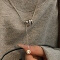 wholesale S925 Sterling Silver Wave Pattern Smiley Fringe Pendant Necklace, Unique Design, Heavy Duty Luxury Ins Style Women's Choker-0-2