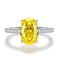 wholesale S925 Sterling Silver Ring with High Carbon Diamond 8*12 Oval Radiant Cut Ring for Women Cross-Border Dropshipping-Yellow 9