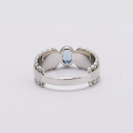 wholesale S925 silver plated with 14K gold London blue ring, trendy sweet-cool niche luxury style, from jewelry source manufacturer wholesale-0-3