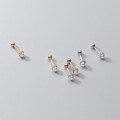 wholesale S925 silver ear studs Korean version minimalist elegant pearl synthetic bead sweet threaded earrings M00349-0-0
