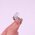 925 Silver 3ct Moissanite Oval Double Stacking Ring Light Luxury Jewelry-0-2