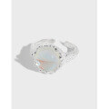 wholesale S925 silver minimalist micro-set synthetic moonstone textured open adjustable ring, Korean version ins niche design-0-0